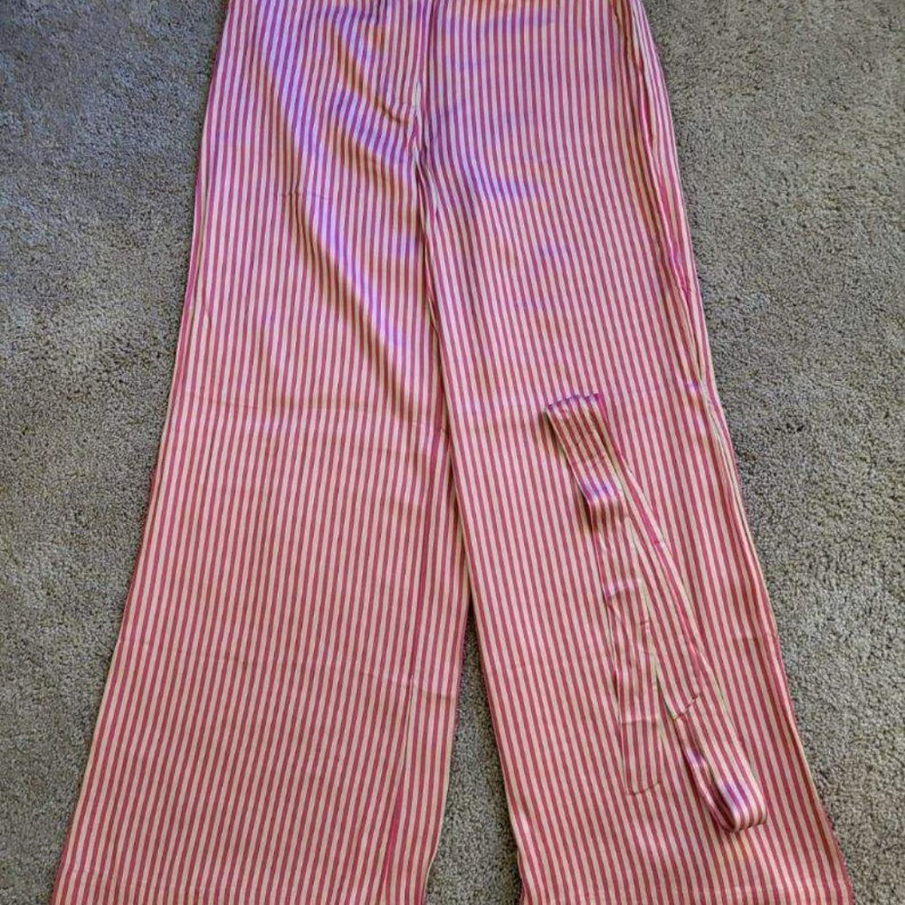 Pink-white striped pants Womens NEW
